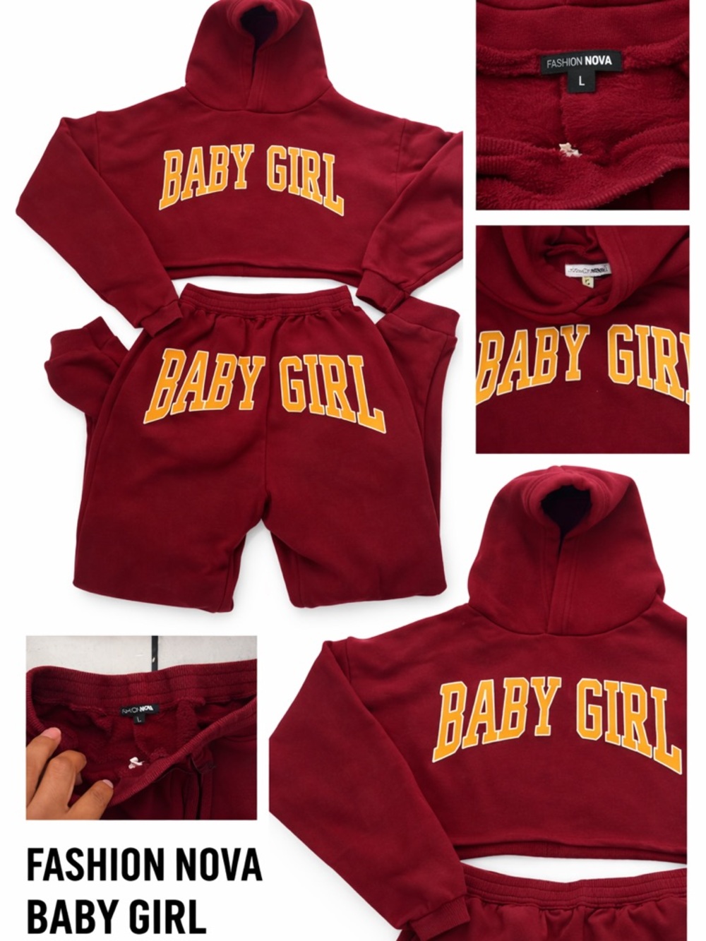 Fashion Nova Wine Red Hooded Sweatpants
